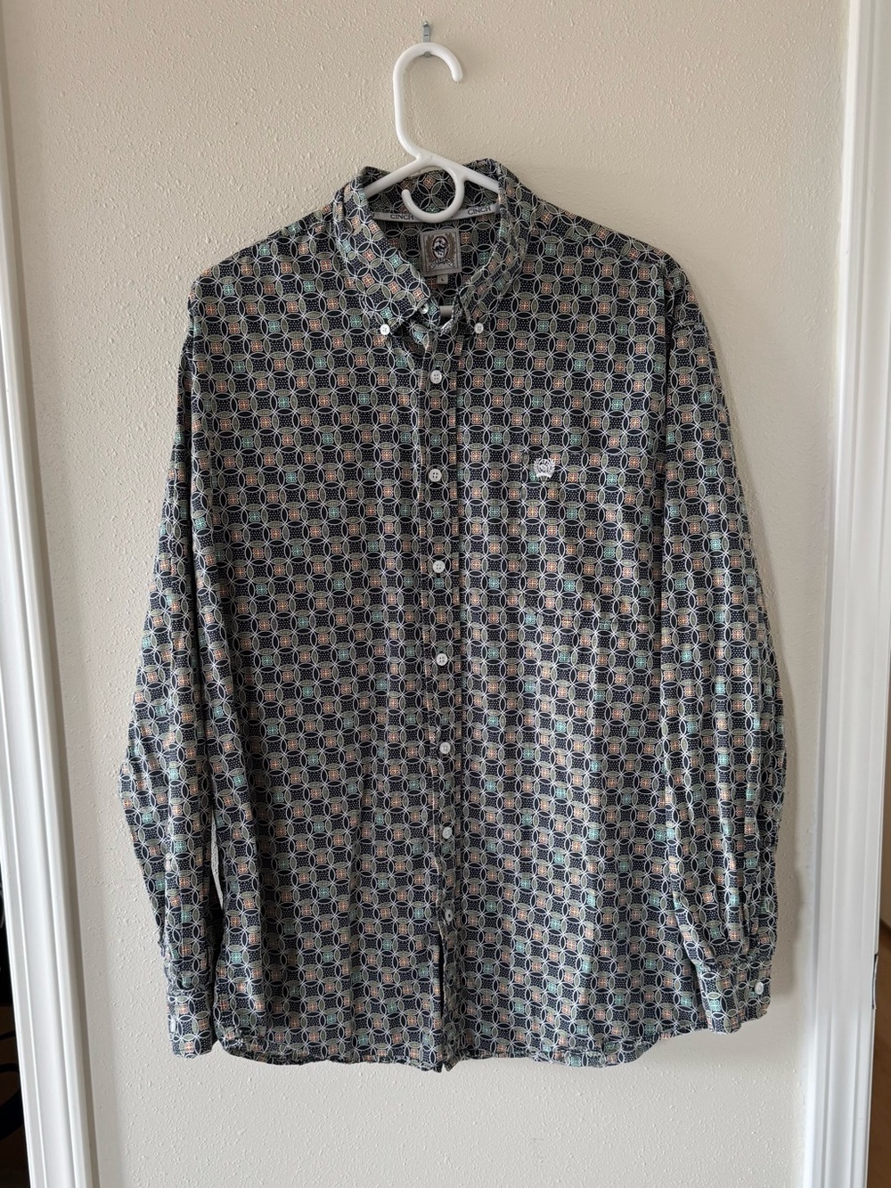 Cinch Men’s Large Geometric Rodeo Western Button Down Shirt